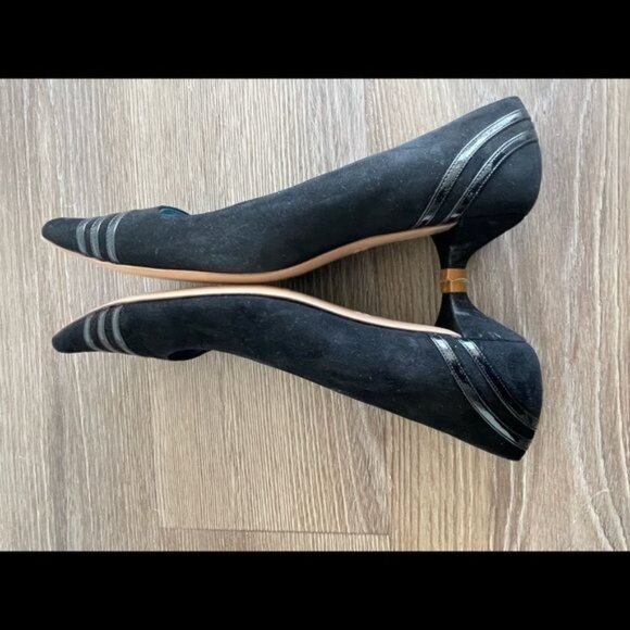 MARC JACOBS Black Suede & Leather Kitten Heel Pointed Toe Size 6 - Picture 6 of 16
